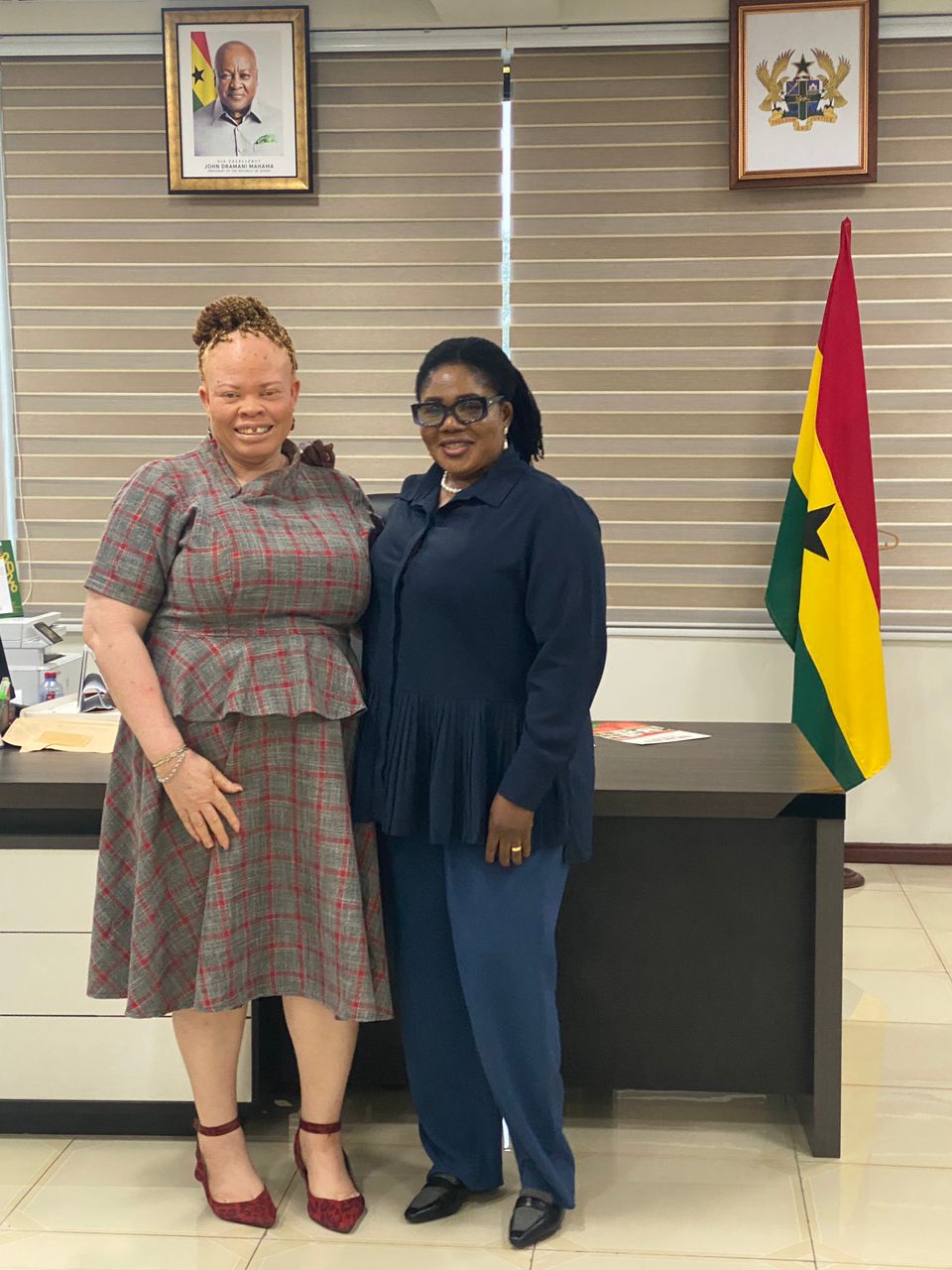 Ghana nominee Mawunyo in pose with Ghana's Gender, Children and Social Protection Minister, Dr. Agnes Naa Momo Lartey