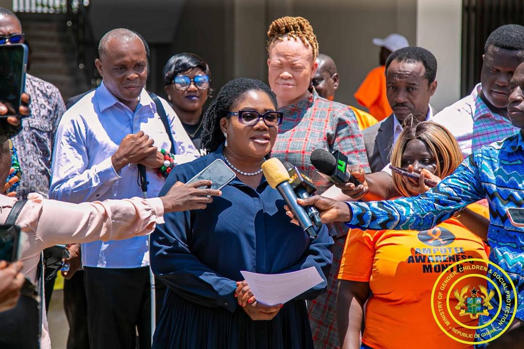 With the Honourable Minister for Gender, Children and Social Protection during media engagement at the commemoration of the International Day for Amputees